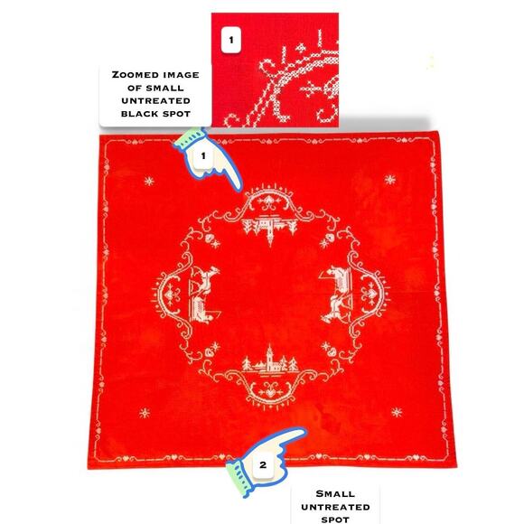 Vintage Red Christmas Tablecloth Scandinavian Folk Embroidery 37x35 - Picture 4 of 7